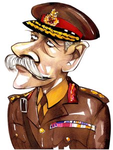 Primo Conte Haig di Bernersyde (1861-1928); caricatura a colori in uniforme militare da Neale Osborne